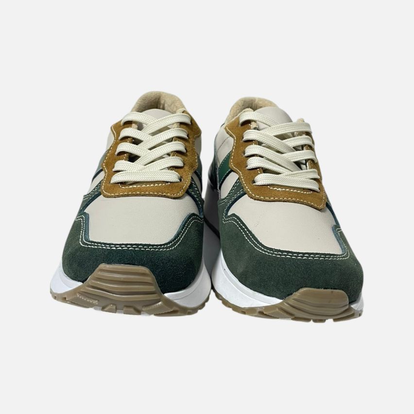 Zapatilla de Puro Cuero 785Hueso Verde