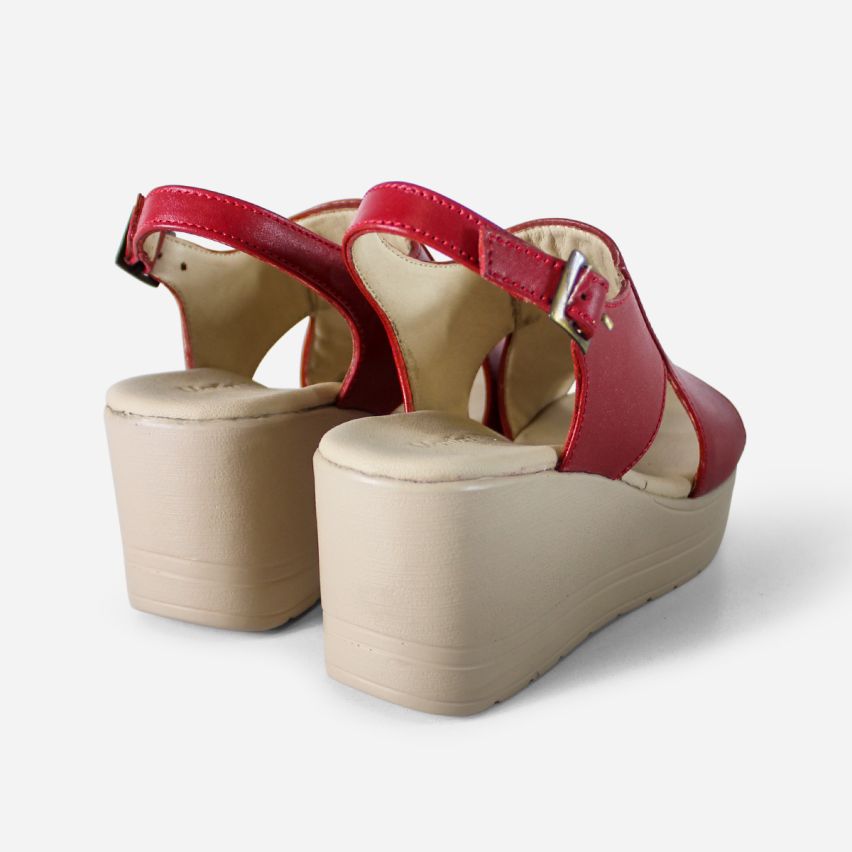 Sandalia Puro Cuero 848 Rojo