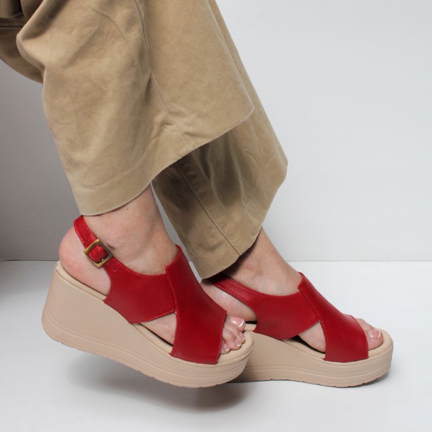 Sandalia Puro Cuero 848 Rojo