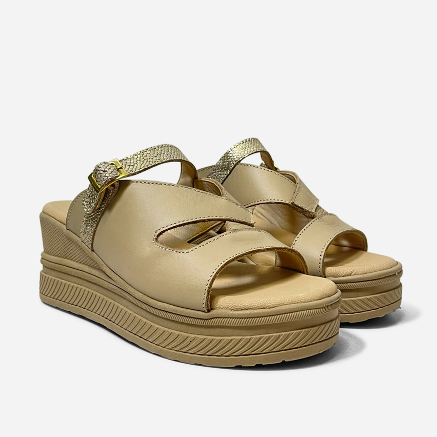 Sandalia Puro Cuero 858 Beige