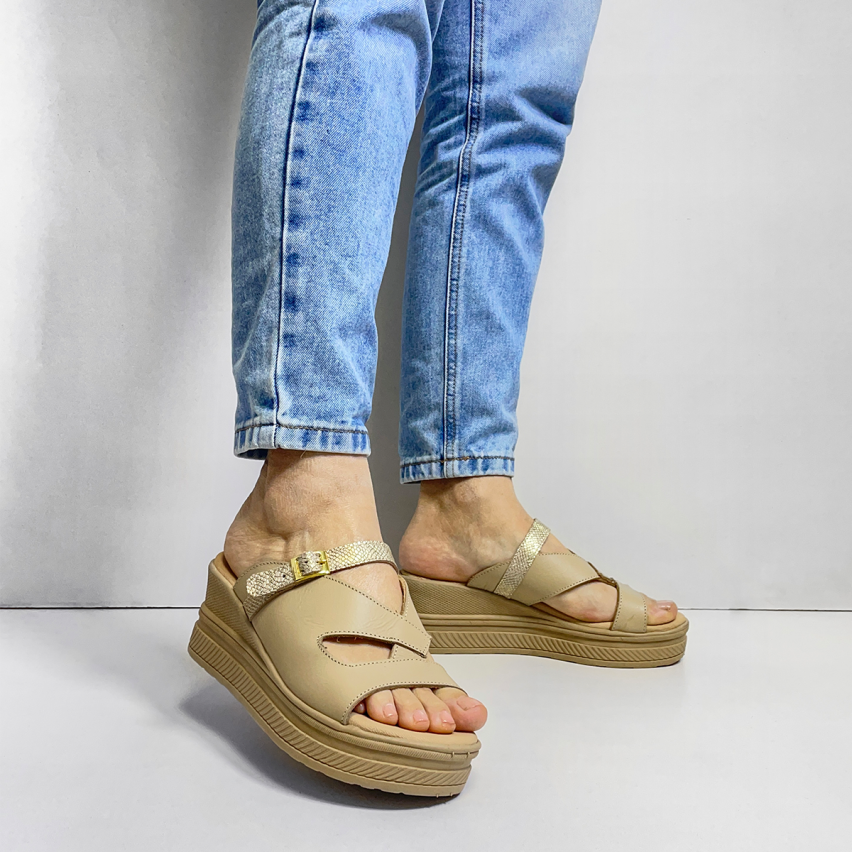 Sandalia Puro Cuero 858 Beige