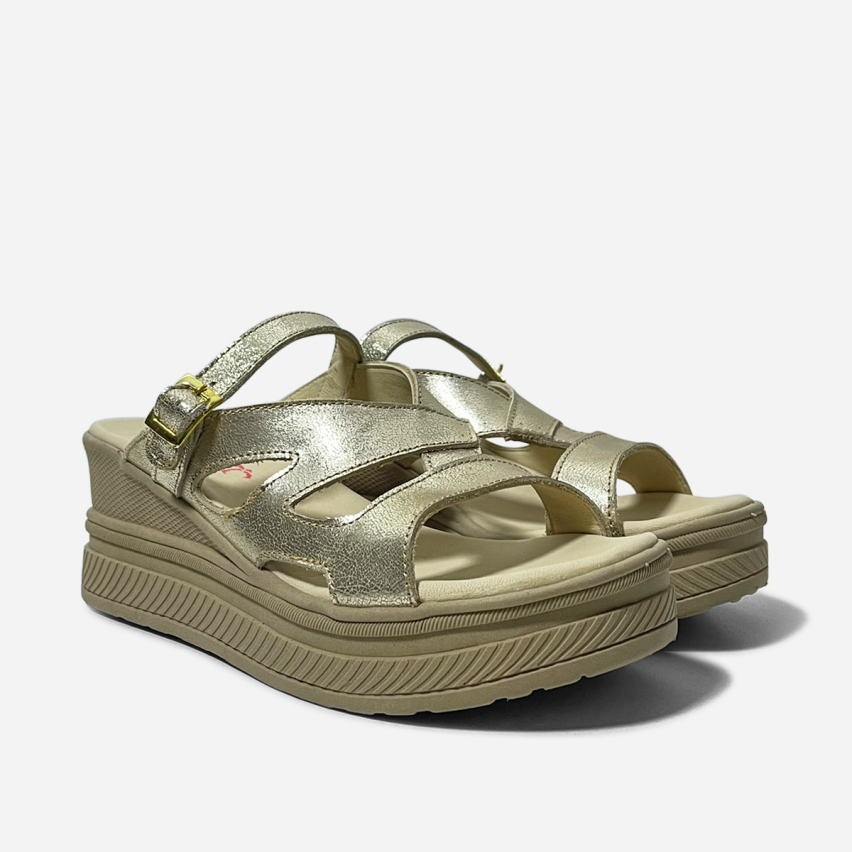 Sandalia Puro Cuero 858 Dorado