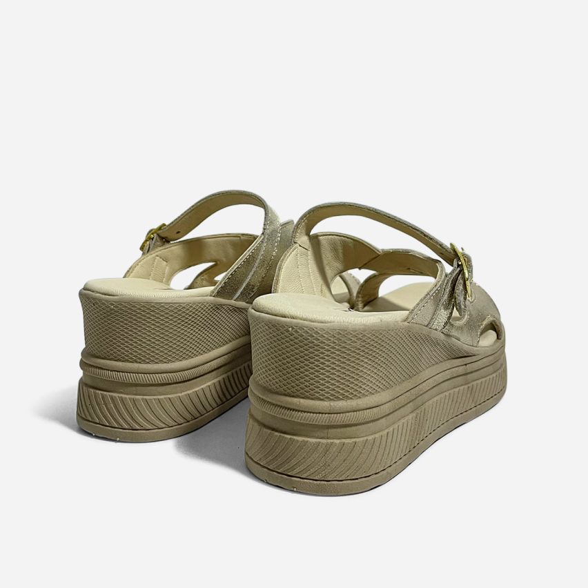 Sandalia Puro Cuero 858 Dorado