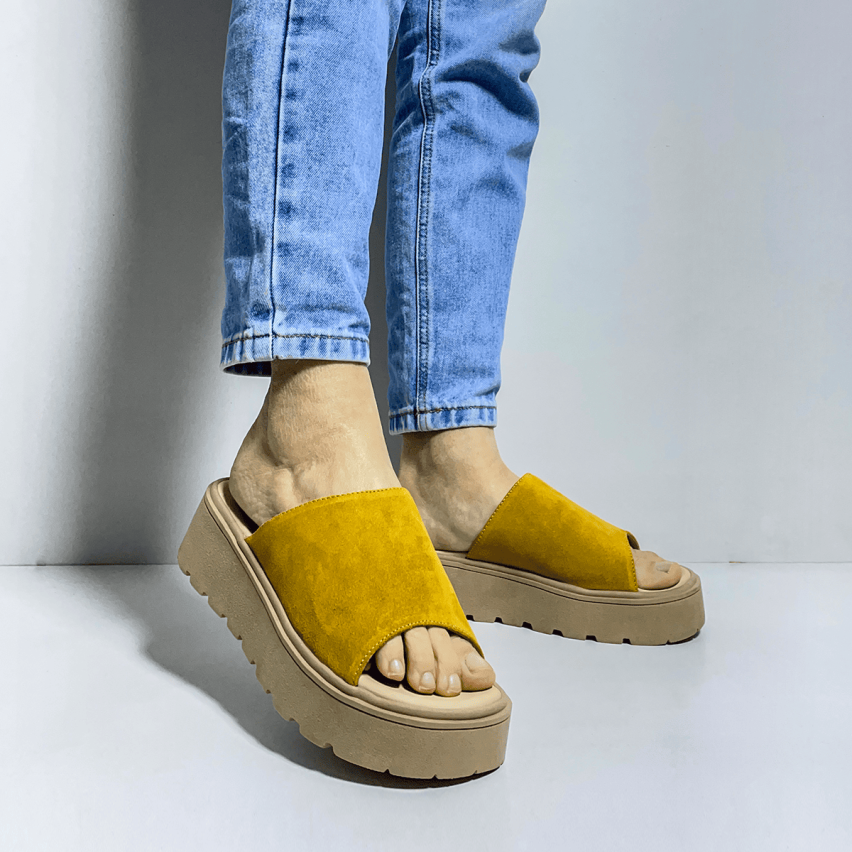 Sandalia Puro Cuero 861 Mostaza